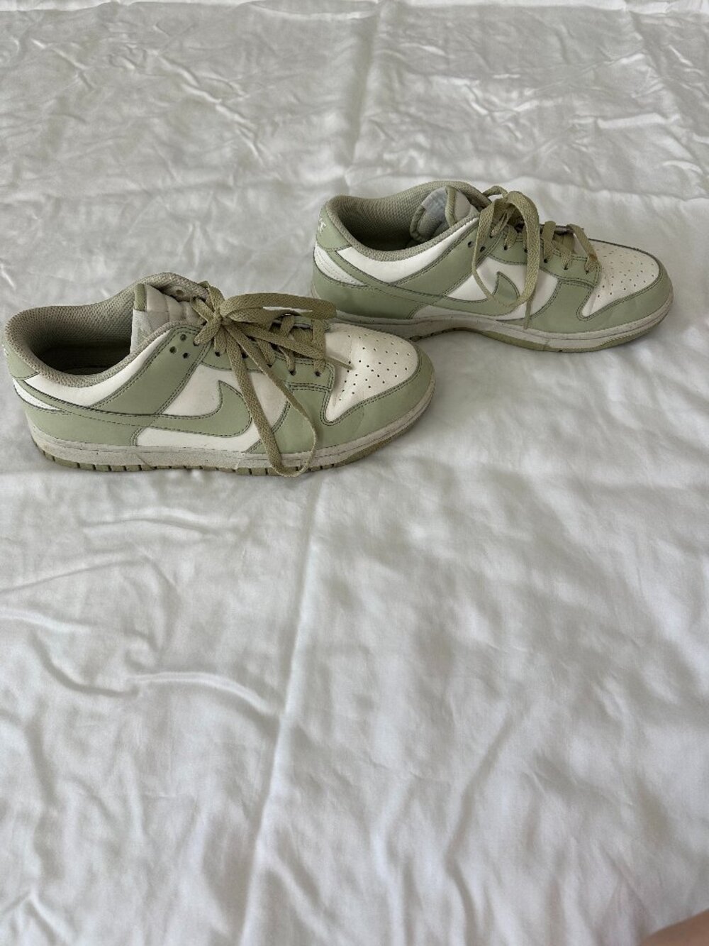 Green and while Nike Low Dunks